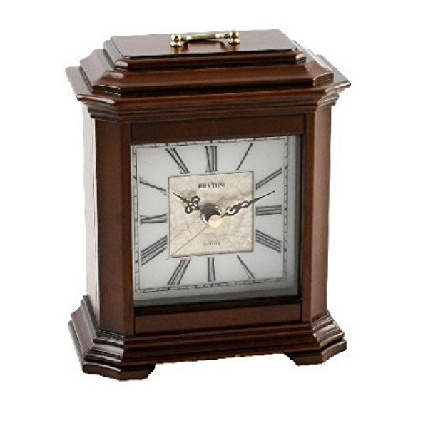 Rhythm Sip Wooden Table Clock Brown 15.2x19.7x8.0 Cm